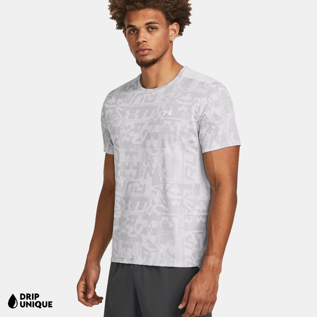 Under Armour Launch Printed T-Shirt Halo Grey - Image 4