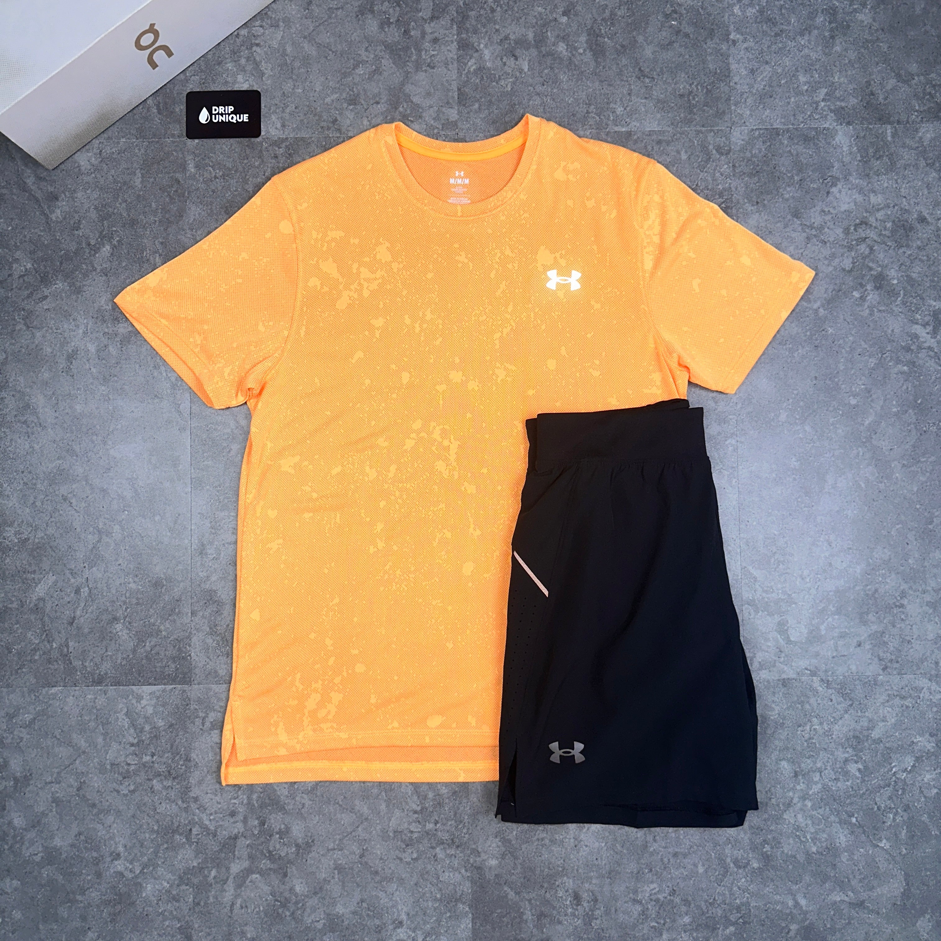 Under Armour Splash T-Shirt Orange & Launch Speedpocket Shorts Set - Image 8